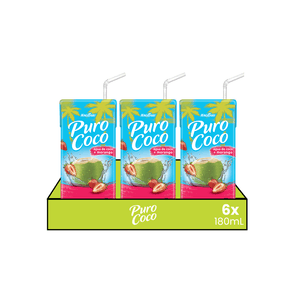 Kit 6x Água de Coco Sabor Morango Puro Coco 180ml