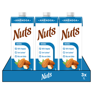 Leite Vegetal Amêndoa 1L Nuts  - 3 Unidades