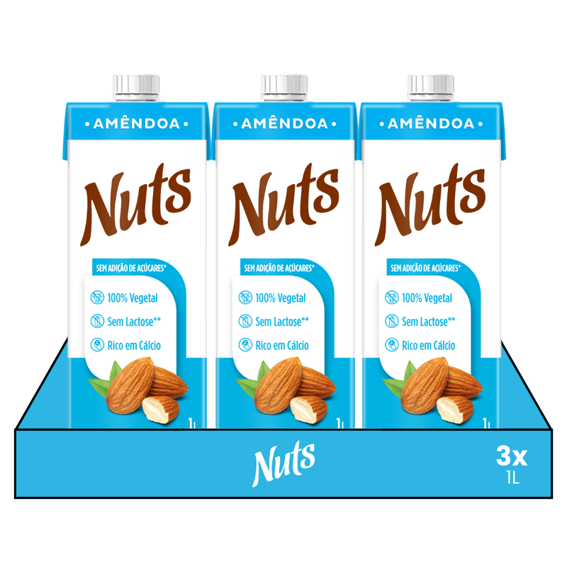 Leite-Vegetal-Amendoa-Zero-1L-Nuts---3-Unidades